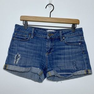 Paige Distressed Ripped Cuffed Denim Jean Shorts - Size 27